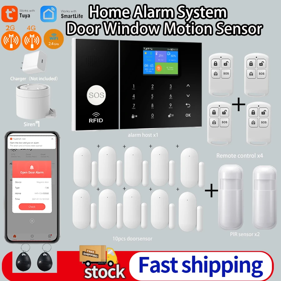 Tuya 4G Wireless WIFI Home Security Intelligent Alarm System with Motion Sensor Support Anti-dismantling Alarm App Remote Contro
Tuya 4G Wireless WIFI Home Security Intelligent Alarm System with Motion Sensor Support Anti-dismantling Alarm App Remote Contro