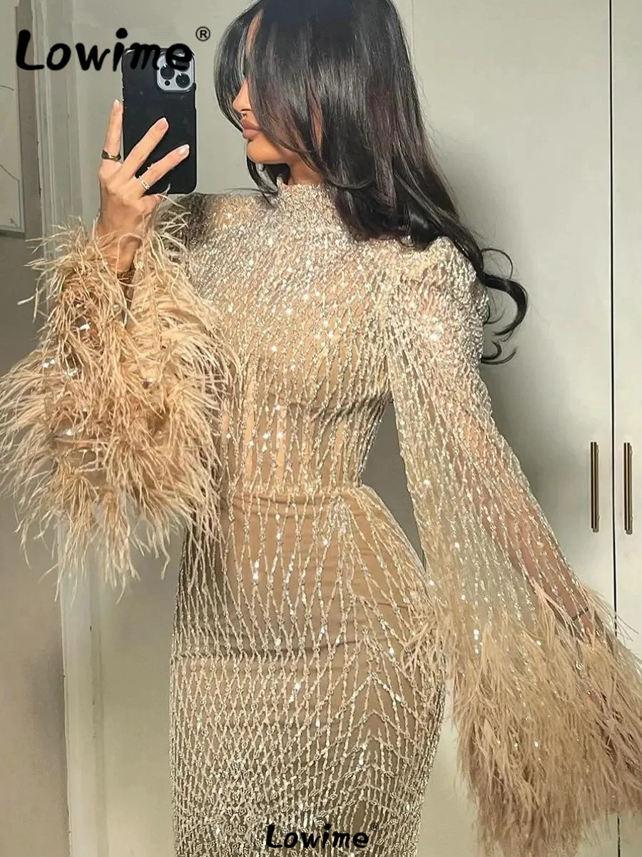 Женское вечернее платье с перьями Aso Ebi, мусульманское платье цвета шампанского с длинным рукавом и высоким воротником, официальное платье для выпускного вечера, 2024
Женское вечернее платье с перьями Aso Ebi, мусульманское платье цвета шампанского с длинным рукавом и высоким воротником, официальное платье для выпускного вечера, 2024