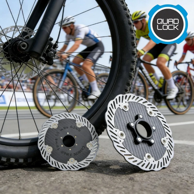 【QUAD LOCK】140/160 мм карбоновый плавающий тормозной ротор с центральным креплением | Высокопроизводительный дисковый тормоз для горных велосипедов, совместимый с большинством калиперов
【QUAD LOCK】140/160 мм карбоновый плавающий тормозной ротор с центральным креплением | Высокопроизводительный дисковый тормоз для горных велосипедов, совместимый с большинством калиперов