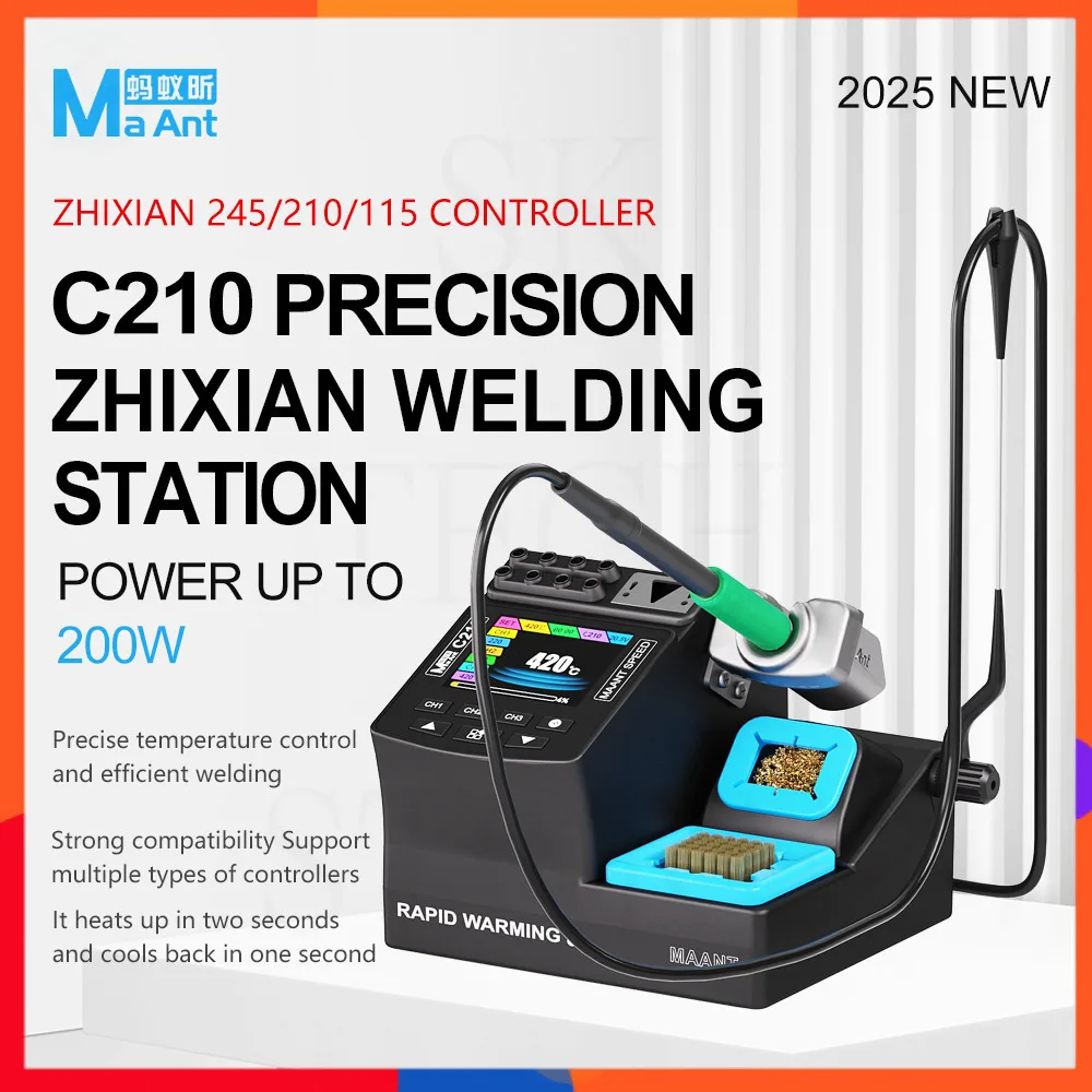 MaAnt C210 200W Smart Welding Station 3-Channel Memory with IPS Color Screen & Auto-Hibernation for Multi-Handle Compatibility
MaAnt C210 200W Smart Welding Station 3-Channel Memory with IPS Color Screen & Auto-Hibernation for Multi-Handle Compatibility