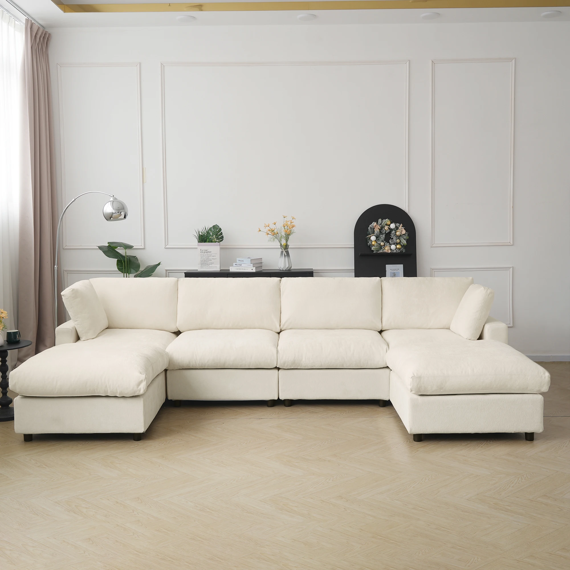 Sdorens Sectional Sofas for Living Room Modern Cloud Couch Chenille U-shaped Modular Sectional Sofa with Reversible Ottomans
Sdorens Sectional Sofas for Living Room Modern Cloud Couch Chenille U-shaped Modular Sectional Sofa with Reversible Ottomans