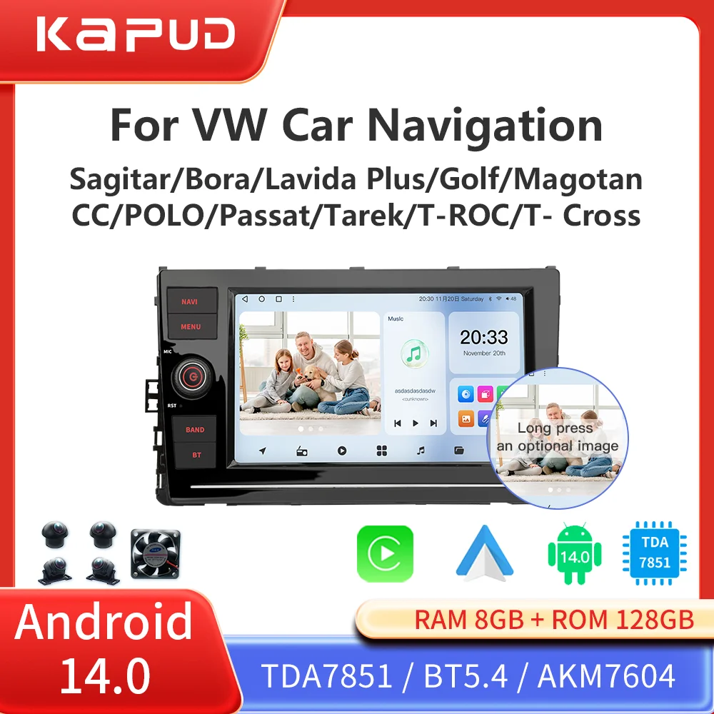 Kapud 8″ Android 14 2 Din Car Multimedia Radio For New VW Volkswagen Golf Jetta Polo Tiguan Passat CarPlay Auyo Wifi SWC GPS 360
Kapud 8″ Android 14 2 Din Car Multimedia Radio For New VW Volkswagen Golf Jetta Polo Tiguan Passat CarPlay Auyo Wifi SWC GPS 360