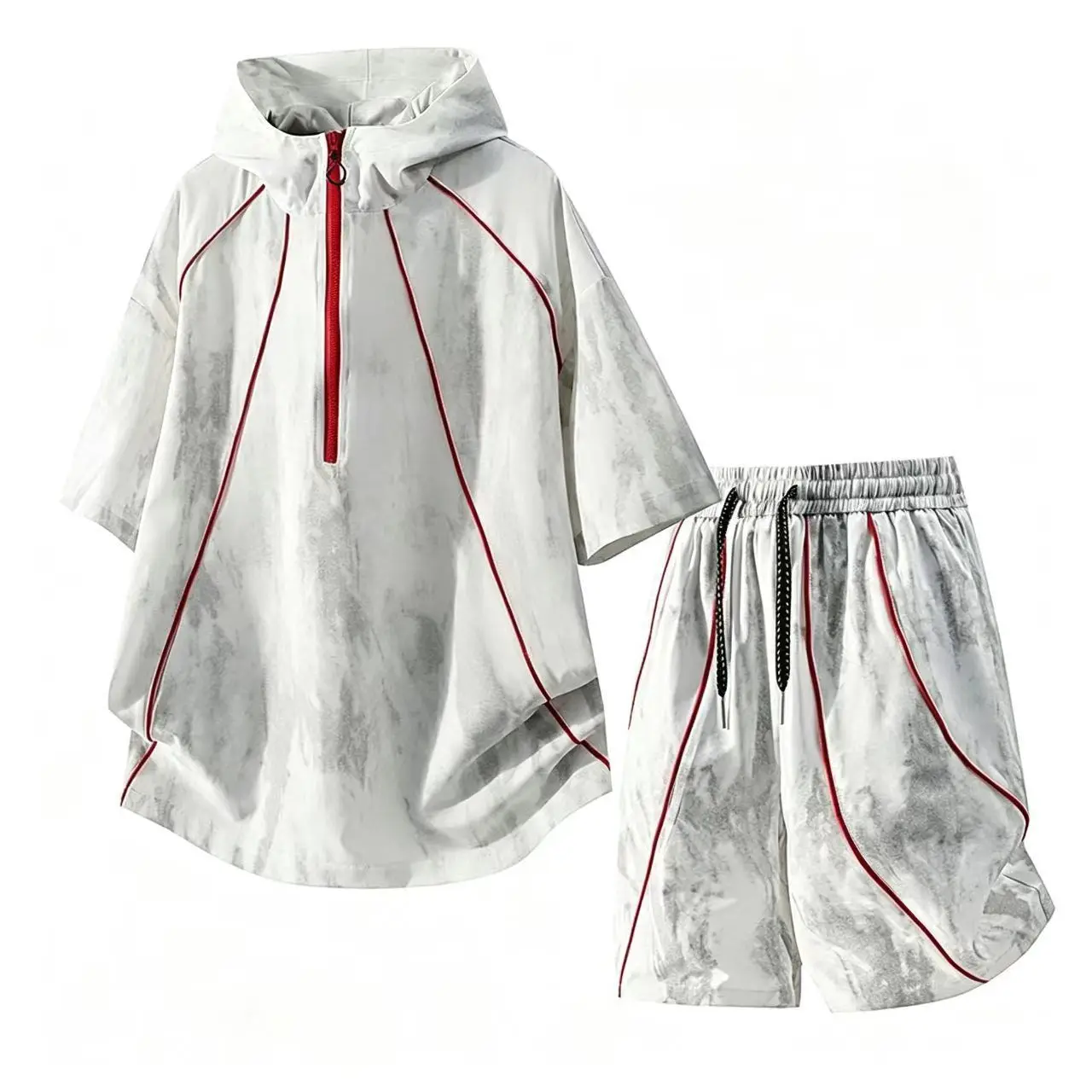 White Dyed Short Sleeve Hoodie Set Men's Summer Texture Quick Dry T-Shirt Shorts Fashionable Youth Polyester Fiber
White Dyed Short Sleeve Hoodie Set Men's Summer Texture Quick Dry T-Shirt Shorts Fashionable Youth Polyester Fiber