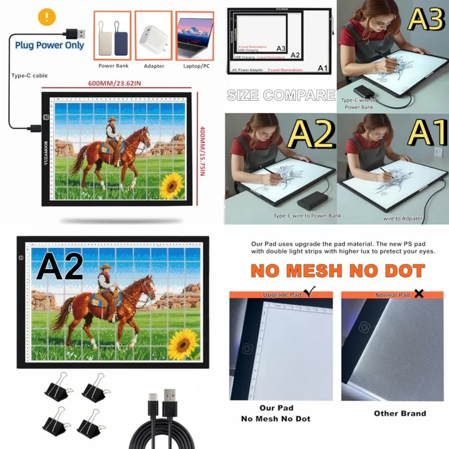 A2 Extra Large Tracing LED Light Pad for Diamond Art, Sketching, Painting - Adjustable Brightness, Sketching, Tracing - USB Pow
A2 Extra Large Tracing LED Light Pad for Diamond Art, Sketching, Painting - Adjustable Brightness, Sketching, Tracing - USB Pow