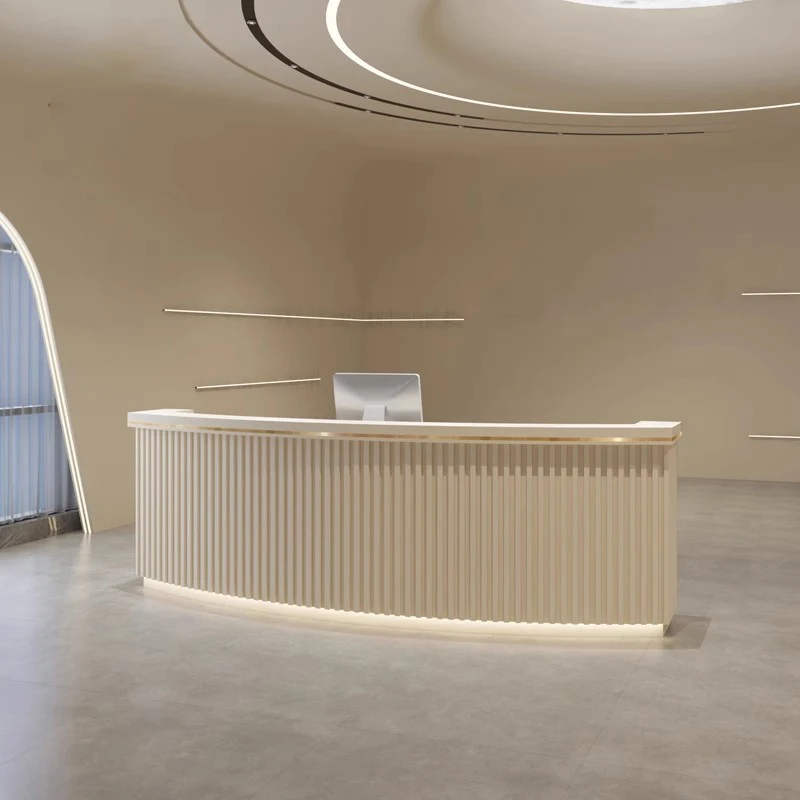 High Quality Simple Medical Front Desk Curved Reception Desk Beauty Salon Clothing Store Paint Cashier Counter
High Quality Simple Medical Front Desk Curved Reception Desk Beauty Salon Clothing Store Paint Cashier Counter