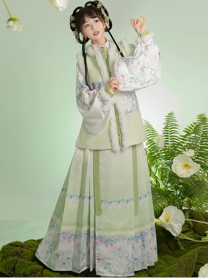 Women Winter Hanfu Dress Green Embroidered Green Long Sleeved Top Printed Horse Faced Skirt Hanfu Chinese Costume 3pcs hanfu
Women Winter Hanfu Dress Green Embroidered Green Long Sleeved Top Printed Horse Faced Skirt Hanfu Chinese Costume 3pcs hanfu