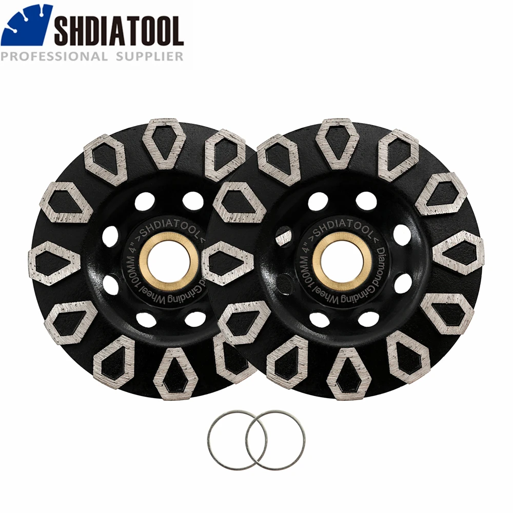 SHDIATOOL 2pcs Diamond Rhombus Shaped Abrasive Grinding Disc Cup Sanding Wheel Turbo Durable 4" Concrete Masonry Granite Stone
SHDIATOOL 2pcs Diamond Rhombus Shaped Abrasive Grinding Disc Cup Sanding Wheel Turbo Durable 4" Concrete Masonry Granite Stone