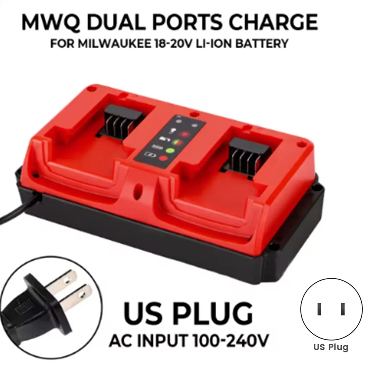 Быстрое зарядное устройство T19C для литий-ионных аккумуляторов Milwaukee 14.4V 18V (M18 48-11-1815, 48-11-1820, 48-11-1830), вилка стандарта США
Быстрое зарядное устройство T19C для литий-ионных аккумуляторов Milwaukee 14.4V 18V (M18 48-11-1815, 48-11-1820, 48-11-1830), вилка стандарта США