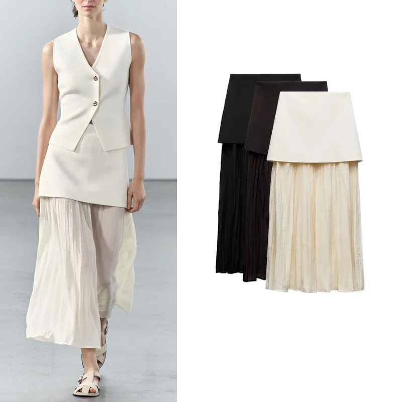 Новая весенняя юбка-миди трапециевидной формы с высокой талией, вязаная плиссированная лоскутная юбка, модное волокно из полиэфирного волокна для поездок на работу, 25-29 лет
Новая весенняя юбка-миди трапециевидной формы с высокой талией, вязаная плиссированная лоскутная юбка, модное волокно из полиэфирного волокна для поездок на работу, 25-29 лет