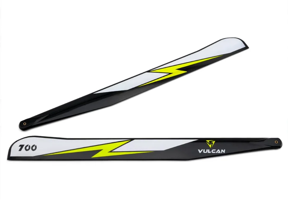Vulcan Rotors EVO 700mm Carbon Fiber Main Blade Combo Set (Yellow) w/105mm Tail Blades
Vulcan Rotors EVO 700mm Carbon Fiber Main Blade Combo Set (Yellow) w/105mm Tail Blades