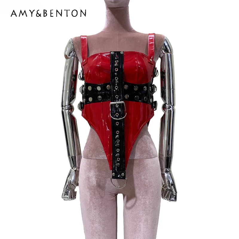 Original Design Heavy Red Black Color Block Patent Leather Sleeveless Women's Vest New Hot Girl Sweet Cool Sexy Sling Ladies
Original Design Heavy Red Black Color Block Patent Leather Sleeveless Women's Vest New Hot Girl Sweet Cool Sexy Sling Ladies