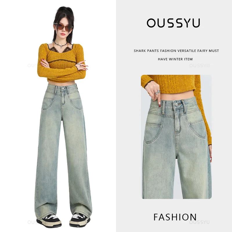 Woman Jeans High Waist Wide Leg Cotton Denim Clothing Design Sense Straight Pant Fashion Comfort White Retro Blue Casual Trouser
Woman Jeans High Waist Wide Leg Cotton Denim Clothing Design Sense Straight Pant Fashion Comfort White Retro Blue Casual Trouser