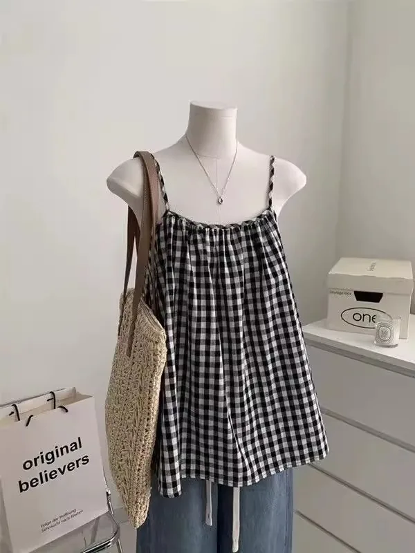 Summer Large Size Plaid Strapl Vest Loose Slimming Doll irt Svel Top for Men Casual Comfortable Breathable Cotton
Summer Large Size Plaid Strapl Vest Loose Slimming Doll irt Svel Top for Men Casual Comfortable Breathable Cotton