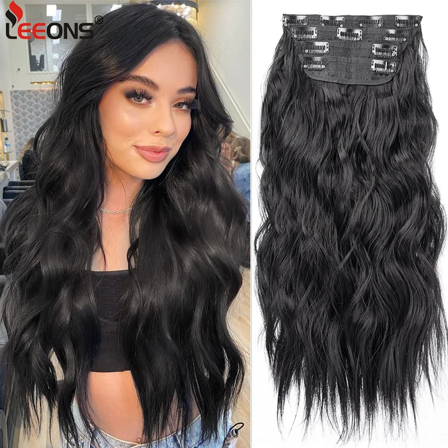 Black Brown 11 Clips In Hair Extensions Long Wavy Synthetic Hair Thick Hairpieces For Wedding, Curly Hair Extensions Clip Ins
Black Brown 11 Clips In Hair Extensions Long Wavy Synthetic Hair Thick Hairpieces For Wedding, Curly Hair Extensions Clip Ins