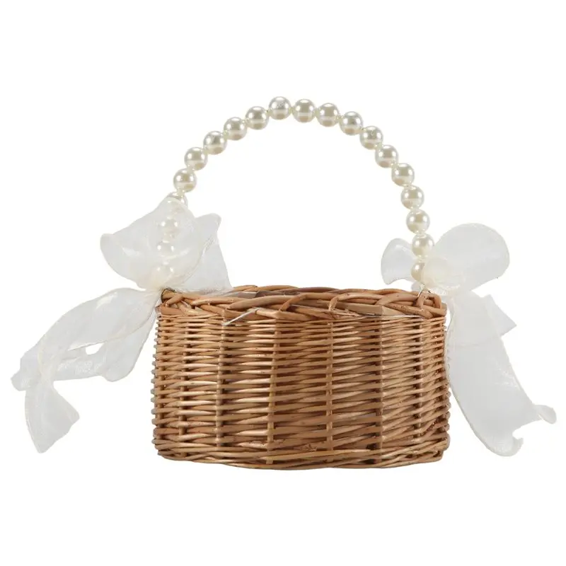 Premium-Wicker Flower Girl Basket For Weddings, Rattan Flower Basket Handmade Flower Girl Basket With Handle And Ribbon
Premium-Wicker Flower Girl Basket For Weddings, Rattan Flower Basket Handmade Flower Girl Basket With Handle And Ribbon
