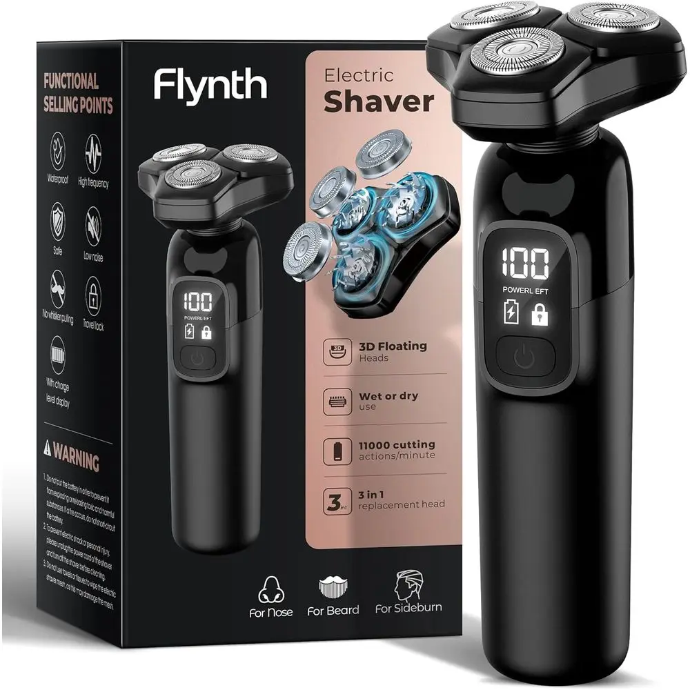 3-in-1 Rotary Shaver with 3-Blade System, Wet/Dry Use, Waterproof Travel Trimmer for Grooming
3-in-1 Rotary Shaver with 3-Blade System, Wet/Dry Use, Waterproof Travel Trimmer for Grooming