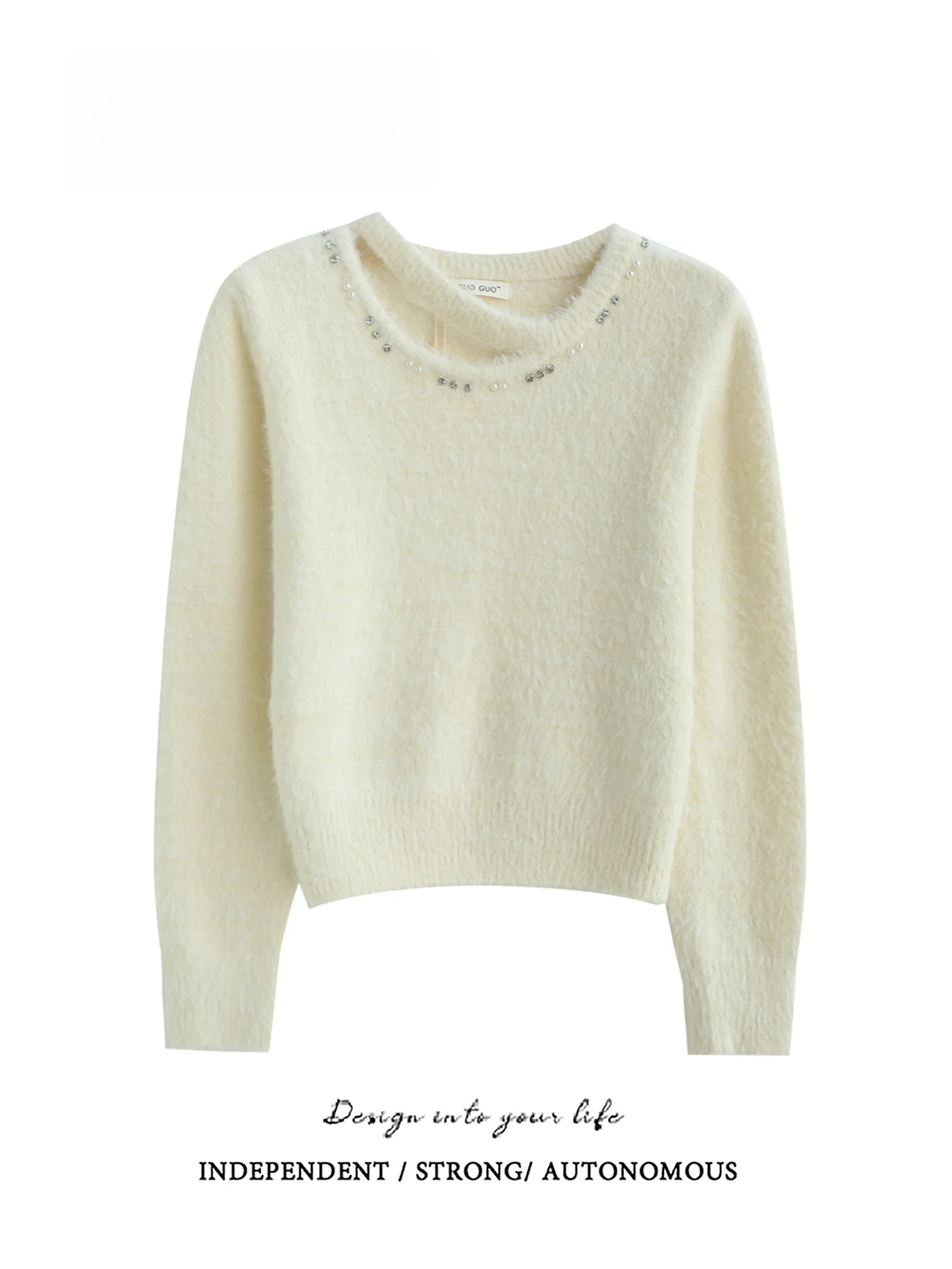 Winter Warm Thickened Short Sleeveless Women's Sweater Pearl Embellished Lapel Coat Style Soft Gentle Style Long Sleeve Sweater
Winter Warm Thickened Short Sleeveless Women's Sweater Pearl Embellished Lapel Coat Style Soft Gentle Style Long Sleeve Sweater