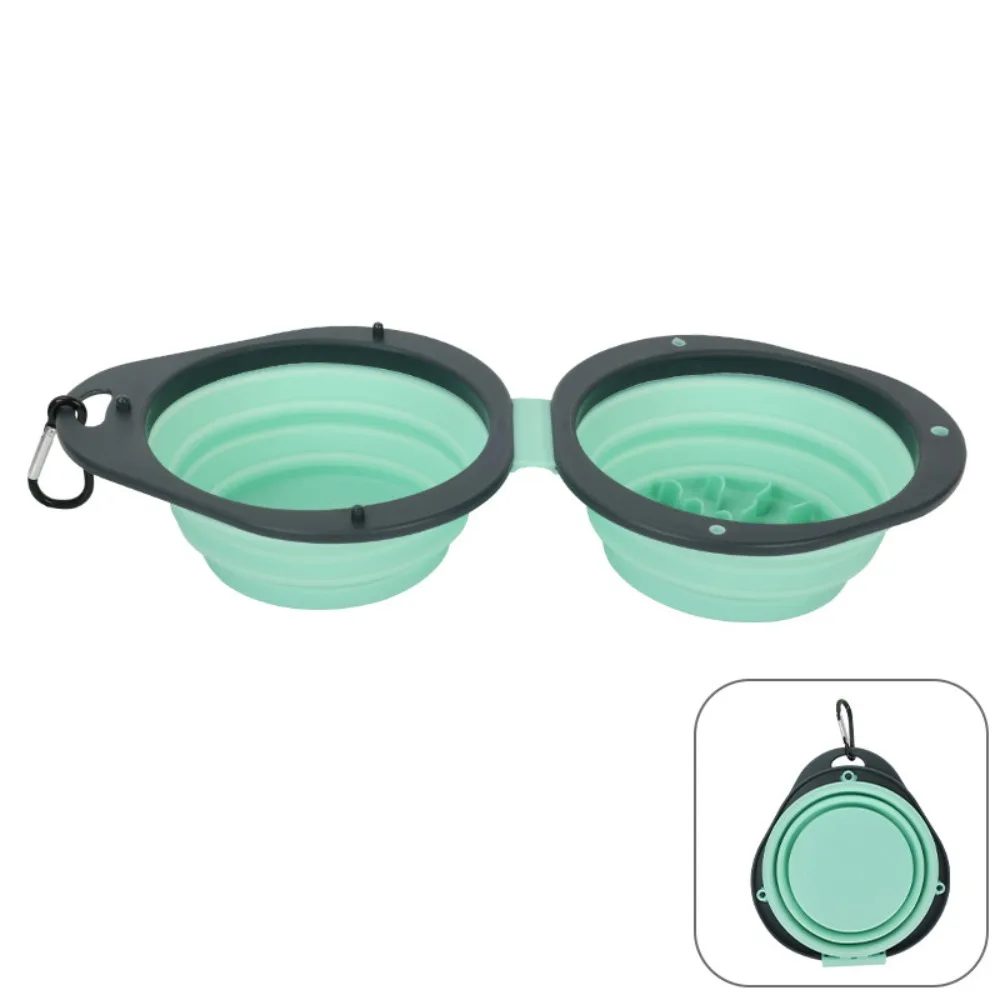 Portable Pet Folding Bowl Food Grade Double Bowl Pet Food Water Feeding Tray with Carabiner Easy To Clean Collapsible Dog Dish
Portable Pet Folding Bowl Food Grade Double Bowl Pet Food Water Feeding Tray with Carabiner Easy To Clean Collapsible Dog Dish