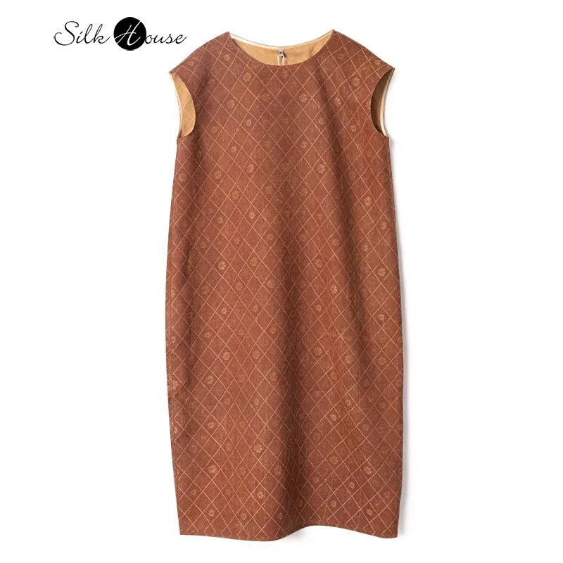 Versatile Diamond Grid Sunflower 100% Natural Mulberry Silk Gambiered Guangdong Gauze Round Neck Sleeveless Summer Vest Dress
Versatile Diamond Grid Sunflower 100% Natural Mulberry Silk Gambiered Guangdong Gauze Round Neck Sleeveless Summer Vest Dress