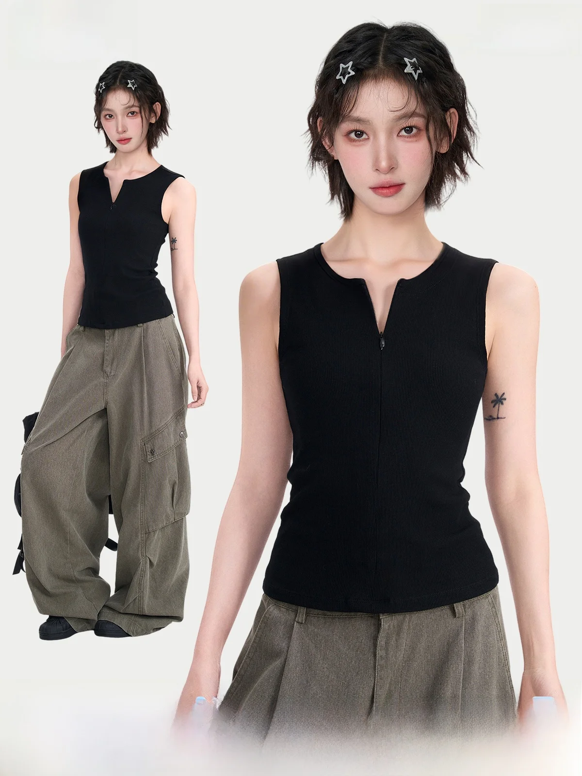 Black Half Zipper Workwear Tank Top Women Summer Slim Fit Sport Sleeveless Outerwear Wide Shoulder Strap Shirt for Underarm C...
Black Half Zipper Workwear Tank Top Women Summer Slim Fit Sport Sleeveless Outerwear Wide Shoulder Strap Shirt for Underarm C...