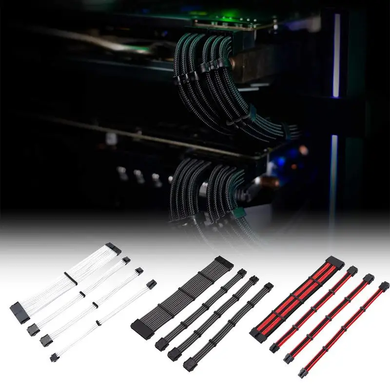 Power Supply Sleeved Wire Computer Connectors 24-PIN 8-PIN 6PIN 4+4PIN A-TX Basic Extension Cable Kit PC GPU CPU For Power
Power Supply Sleeved Wire Computer Connectors 24-PIN 8-PIN 6PIN 4+4PIN A-TX Basic Extension Cable Kit PC GPU CPU For Power