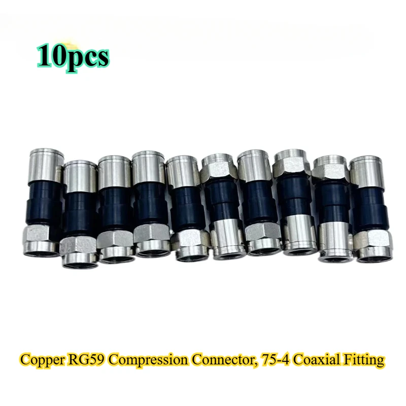 10pcs Copper RG59 Compression Connector, 75-4 Coaxial Fitting, Waterproof Dual Shield, Imperial/Metric Compatible
10pcs Copper RG59 Compression Connector, 75-4 Coaxial Fitting, Waterproof Dual Shield, Imperial/Metric Compatible