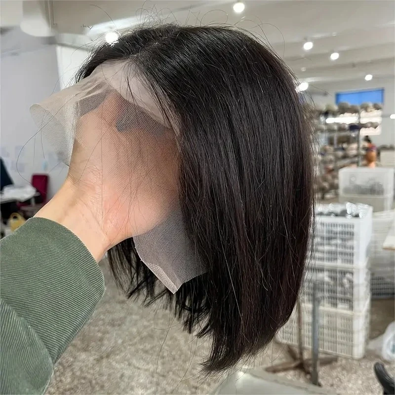 Lace front wig, BoBo style, black , high-temperature fiber, middle parting, inward curl, short straight hair
Lace front wig, BoBo style, black , high-temperature fiber, middle parting, inward curl, short straight hair
