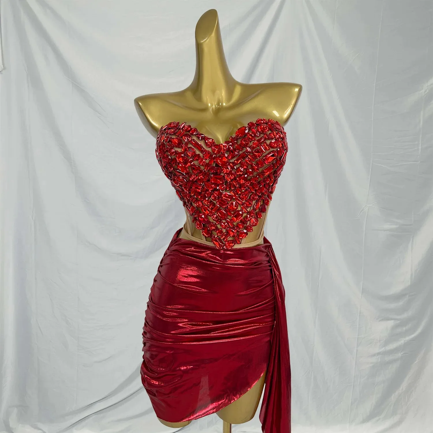 Sexy Red Rhinestone Corset Skirt 2 Piece Outfit Set Party Celebration Show Stage Performance Dance Costume Women Night Club Wear
Sexy Red Rhinestone Corset Skirt 2 Piece Outfit Set Party Celebration Show Stage Performance Dance Costume Women Night Club Wear