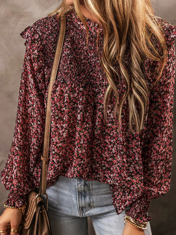 Spring Thin Floral Print Overhead Chiffon irt Women's Faion Design Sensation Long Sve Top Loose Fit round Ne Polyester
Spring Thin Floral Print Overhead Chiffon irt Women's Faion Design Sensation Long Sve Top Loose Fit round Ne Polyester