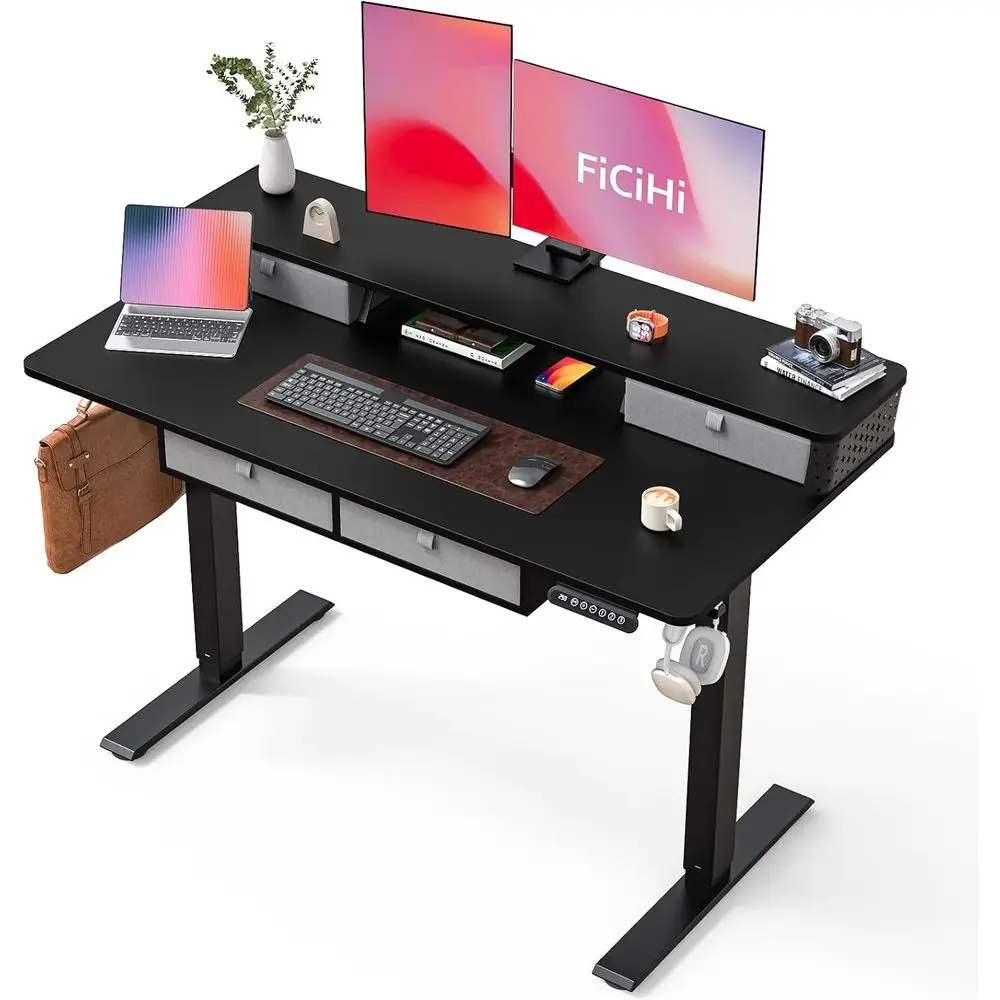 48x24 Adjustable Height Electric Standing Desk with Storage Shelf and Monitor Riser, Classic Black
48x24 Adjustable Height Electric Standing Desk with Storage Shelf and Monitor Riser, Classic Black