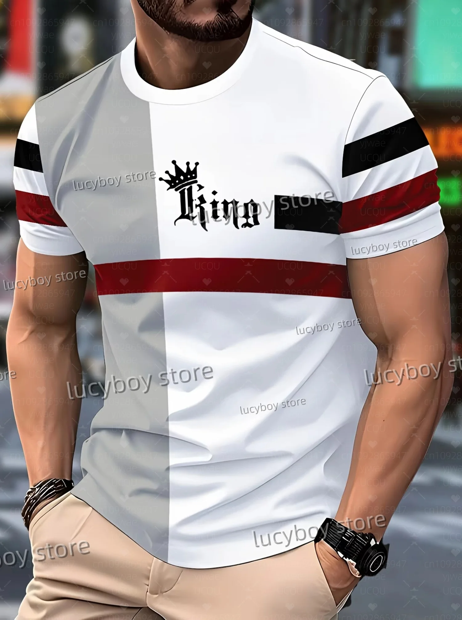 2025 King Print Mens T-Shirt Man Short Sleeves Sportwear Football T-Shirt color-blocking stripes Tees Men Clothes
2025 King Print Mens T-Shirt Man Short Sleeves Sportwear Football T-Shirt color-blocking stripes Tees Men Clothes