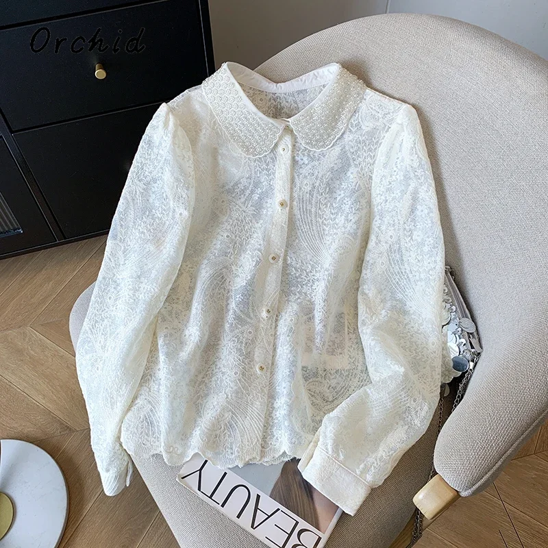 Women Fairy Floral Lace Sweet Round Neck Solid Long Sleeve Shirt 2025 Spring Elegant Chic Soft Blouses Single Breasted Tees Top
Women Fairy Floral Lace Sweet Round Neck Solid Long Sleeve Shirt 2025 Spring Elegant Chic Soft Blouses Single Breasted Tees Top