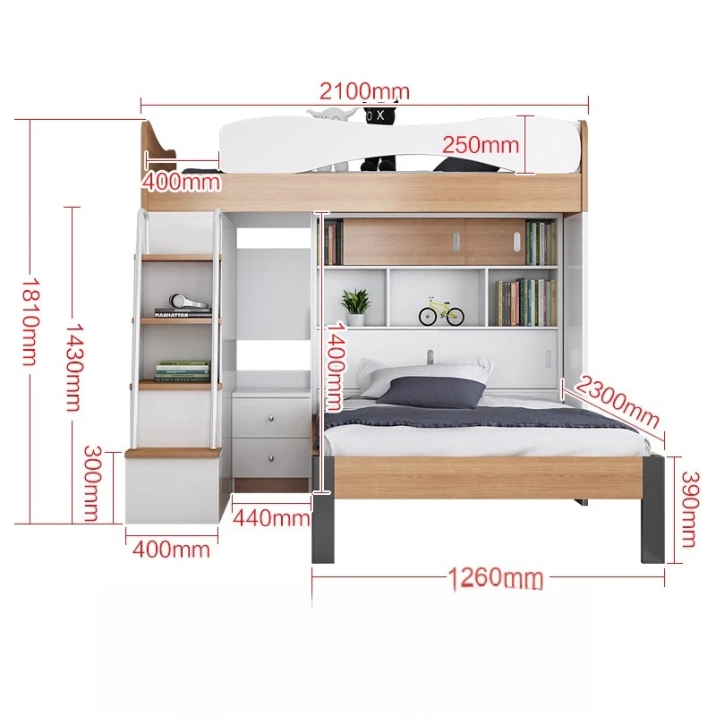 Staggered upper and lower children's beds are multi-functional, desk and wardrobe are integrated, storage beds
Staggered upper and lower children's beds are multi-functional, desk and wardrobe are integrated, storage beds