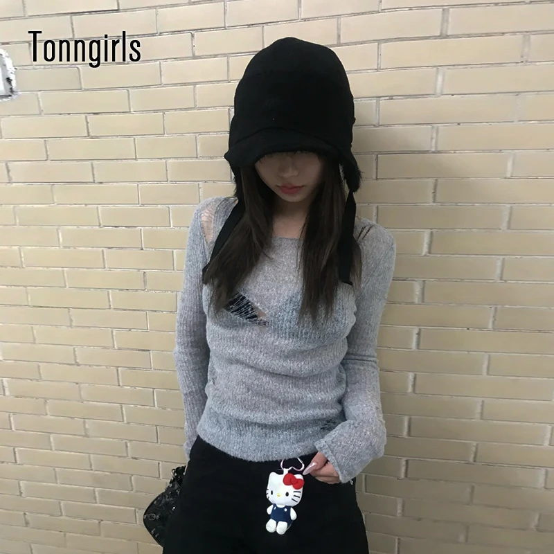 Tonngirls Y2k Japanese Knitted T-shirt Women Hole Broken Pollovers Korean Style Fairycore Grunge Tops Streetwear E-girls Top Tee
Tonngirls Y2k Japanese Knitted T-shirt Women Hole Broken Pollovers Korean Style Fairycore Grunge Tops Streetwear E-girls Top Tee