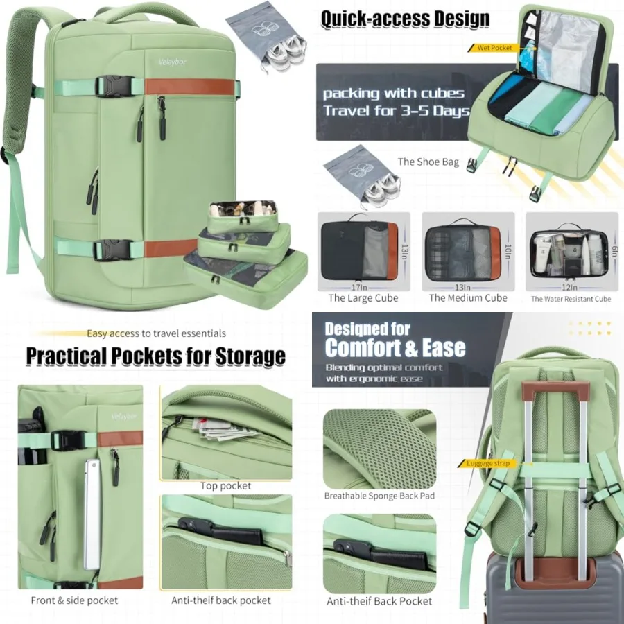 42L Travel Backpack with 4 Packing Cubes, TSA Friendly Flight Approved Carry-On Bag, Water-Resistant Business Backpack for Men
42L Travel Backpack with 4 Packing Cubes, TSA Friendly Flight Approved Carry-On Bag, Water-Resistant Business Backpack for Men