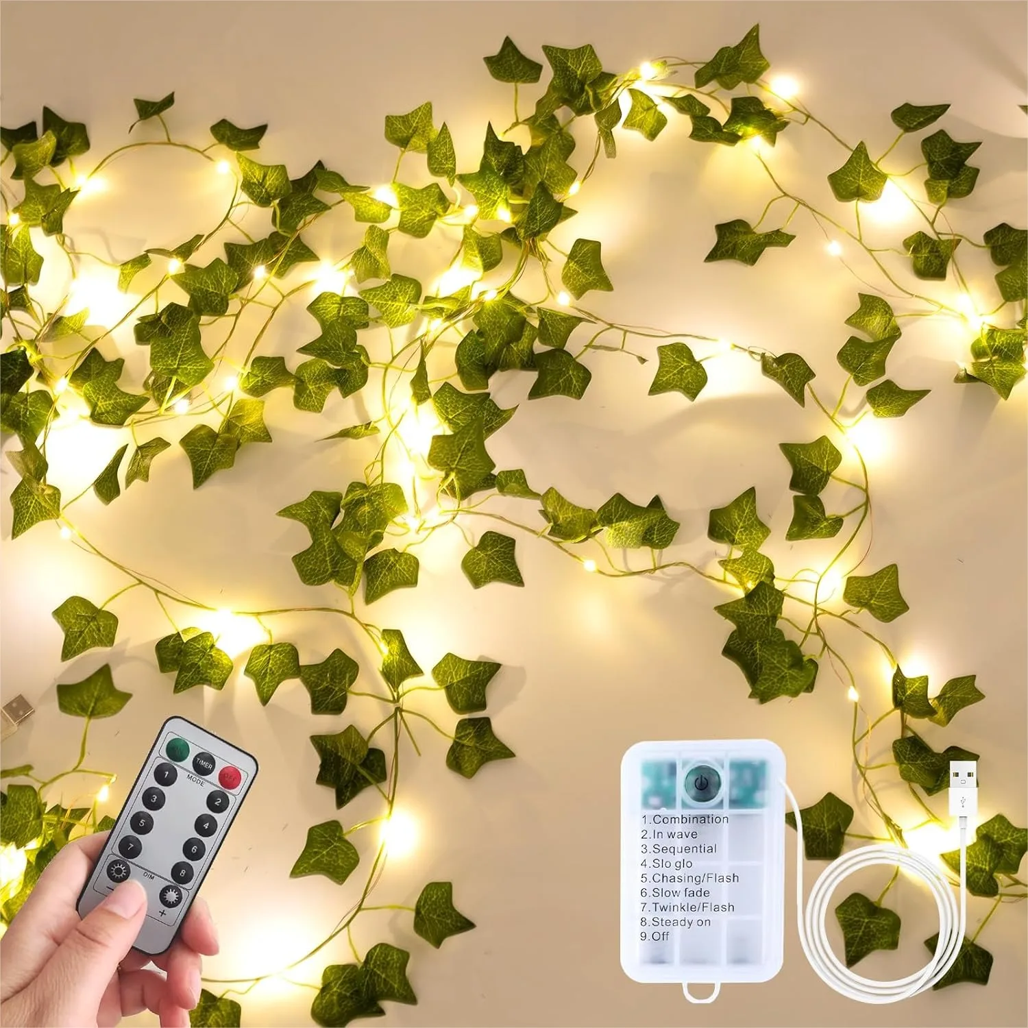 33ft 100 LED Artificial Ivy Garland With Fairy Lights For Home Living Room Bedroom Wall Decor
33ft 100 LED Artificial Ivy Garland With Fairy Lights For Home Living Room Bedroom Wall Decor