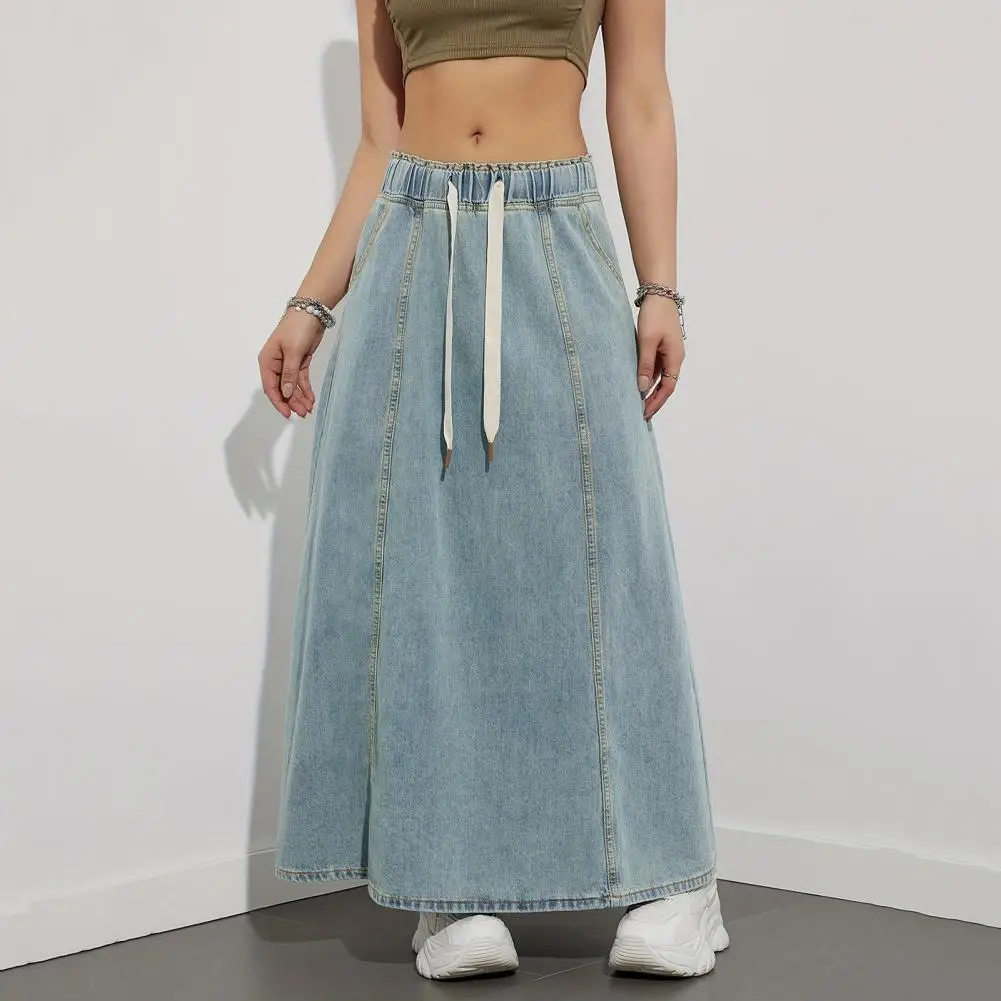 Solid Color Maxi Skirt Elegant Women's Maxi Skirt With Adjustable Drawstring Waist Pockets Solid Color For Wear For Ladies
Solid Color Maxi Skirt Elegant Women's Maxi Skirt With Adjustable Drawstring Waist Pockets Solid Color For Wear For Ladies