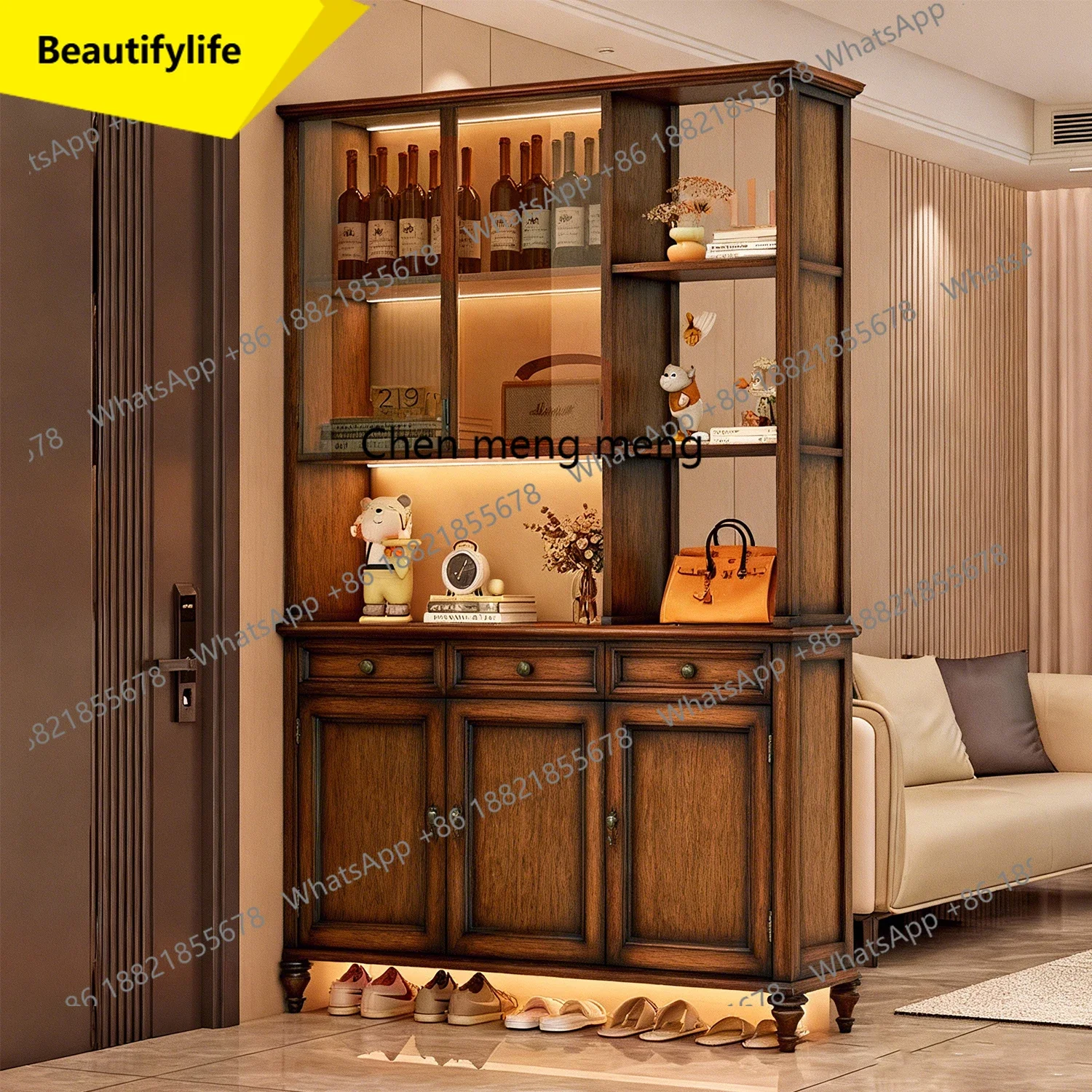 Q181 American Retro Solid Wood Entryway Cabinet Glass Door Display Cabinet Storage Organizer Multifunctional Wine Cabinet Shelf
Q181 American Retro Solid Wood Entryway Cabinet Glass Door Display Cabinet Storage Organizer Multifunctional Wine Cabinet Shelf