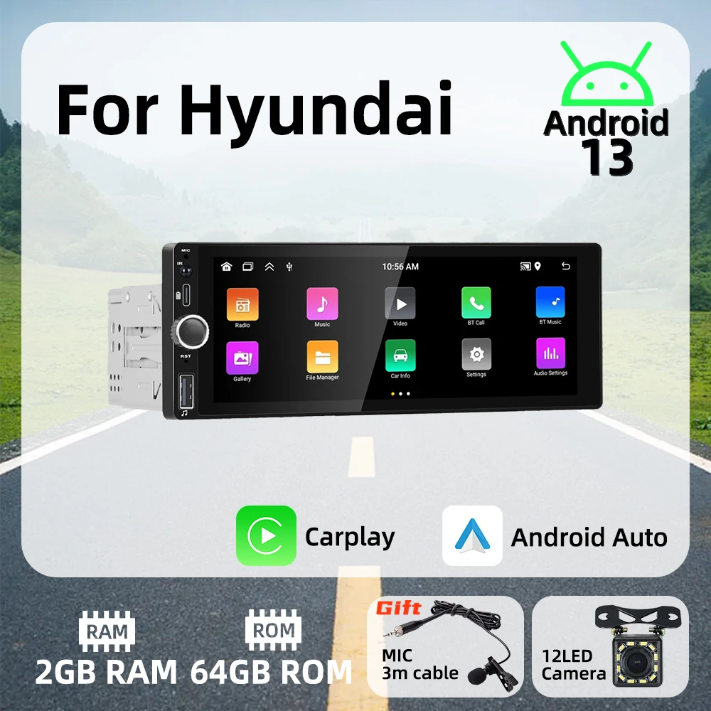Carplay Android Auto Android Car Multimedia Player 1Din Radio for Hyundai 6.86" Screen Stereo Head Unit Autoradio GPS Navigation
Carplay Android Auto Android Car Multimedia Player 1Din Radio for Hyundai 6.86" Screen Stereo Head Unit Autoradio GPS Navigation
