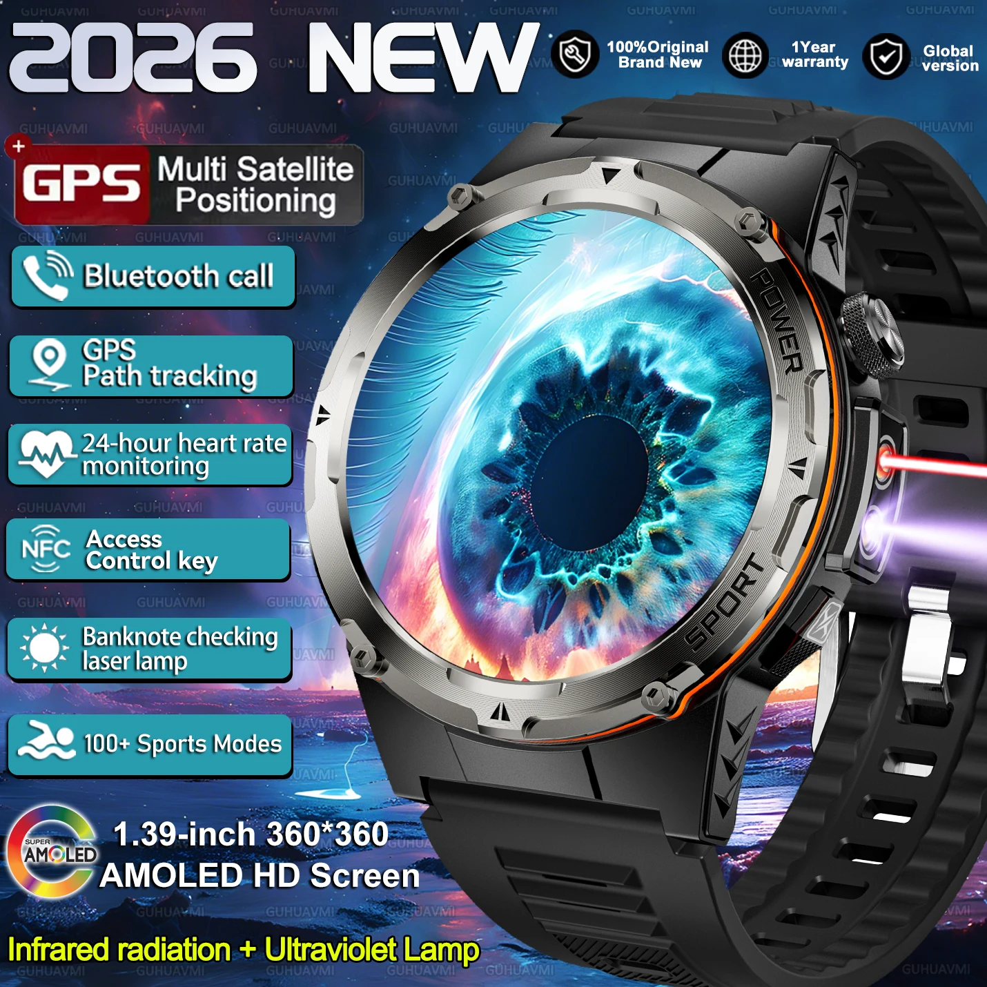 Новые военные смарт-часы 2026 года для мужчин: уличные, с компасом, AMOLED HD-экраном, GPS-трекером, Bluetooth-звонками, NFC, водонепроницаемость 3ATM, браслет
Новые военные смарт-часы 2026 года для мужчин: уличные, с компасом, AMOLED HD-экраном, GPS-трекером, Bluetooth-звонками, NFC, водонепроницаемость 3ATM, браслет