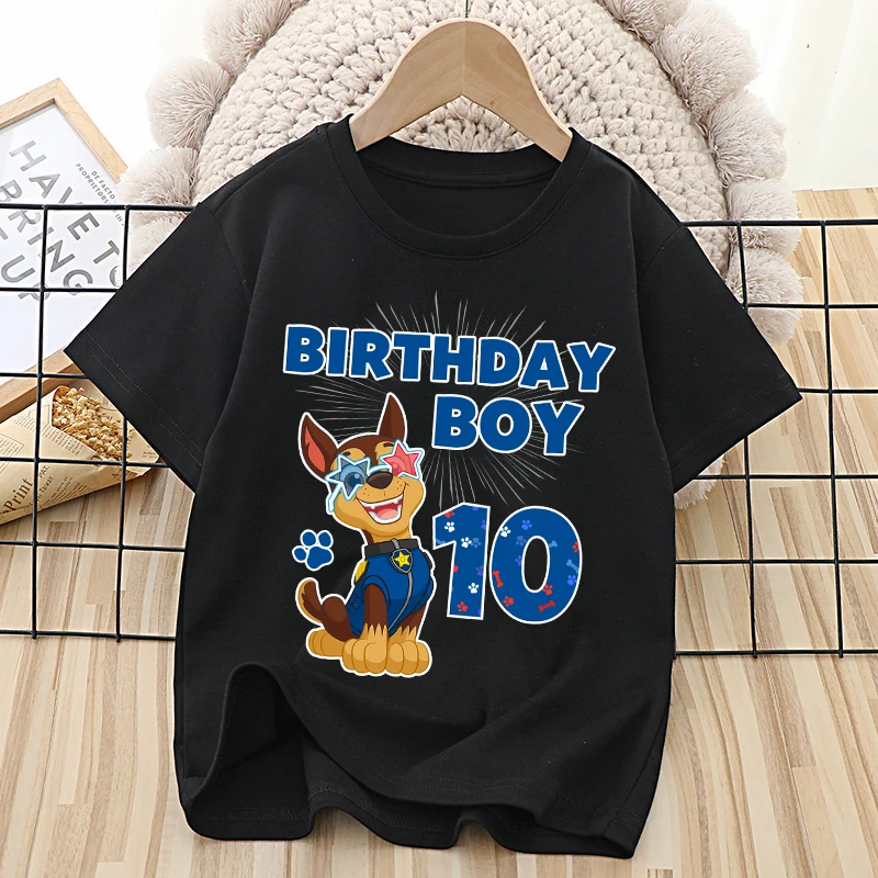 Paw Patrol Chase T-shirt Children Birthday Figure Tee Top Boy Black Clothes Kawaii Cartoon Short Sleeve Kids Loose Clothing Gift
Paw Patrol Chase T-shirt Children Birthday Figure Tee Top Boy Black Clothes Kawaii Cartoon Short Sleeve Kids Loose Clothing Gift