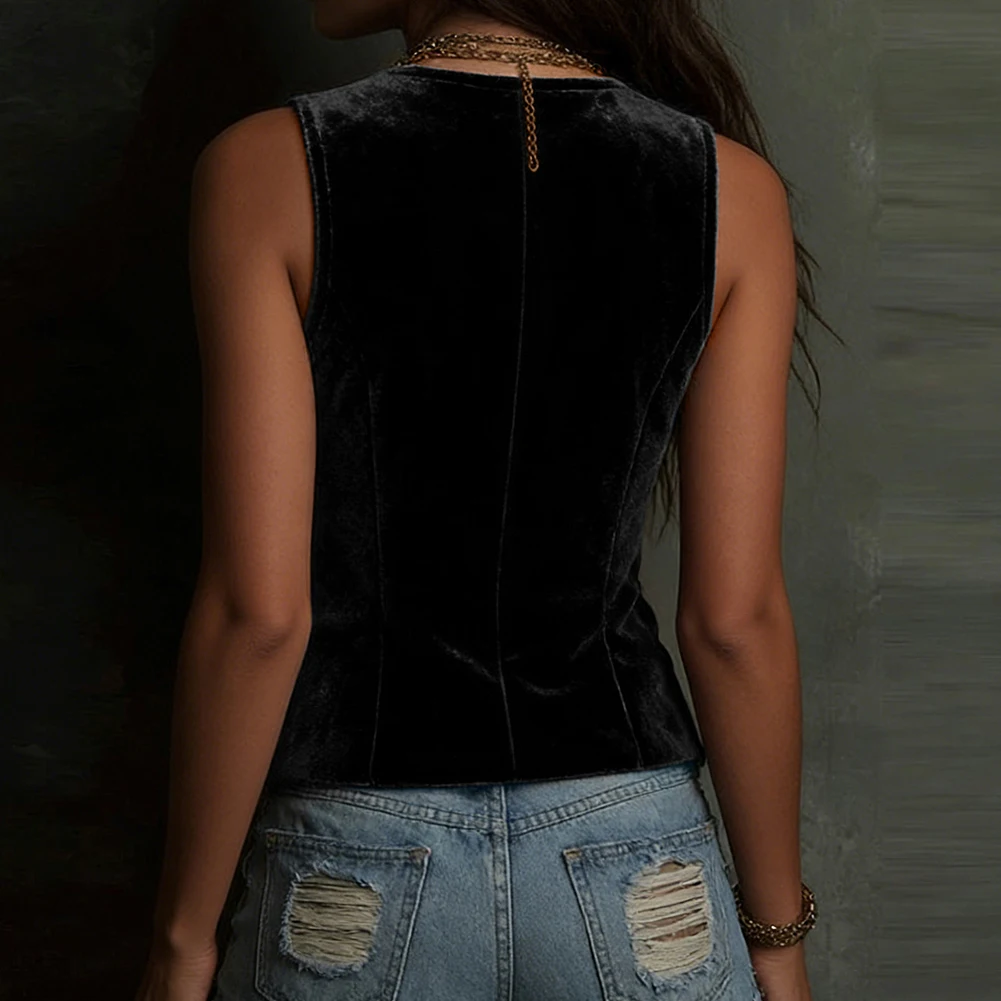 Retro Velvet Vest for Women Featuring Sleeveless Construction V Neck and Slim Fit Cut for Office and Street Fashion
Retro Velvet Vest for Women Featuring Sleeveless Construction V Neck and Slim Fit Cut for Office and Street Fashion