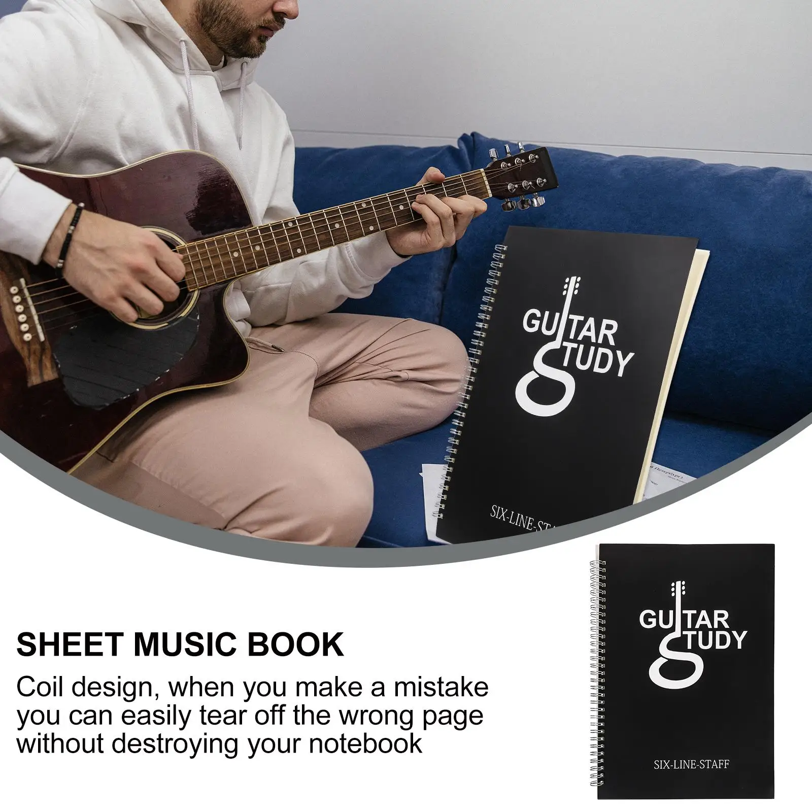 Six Notebook A4 Portable Guitar Sheet Book Tear Off Design Lightweight Wear Resistant Waterproof Cover Chord Tab Note
Six Notebook A4 Portable Guitar Sheet Book Tear Off Design Lightweight Wear Resistant Waterproof Cover Chord Tab Note