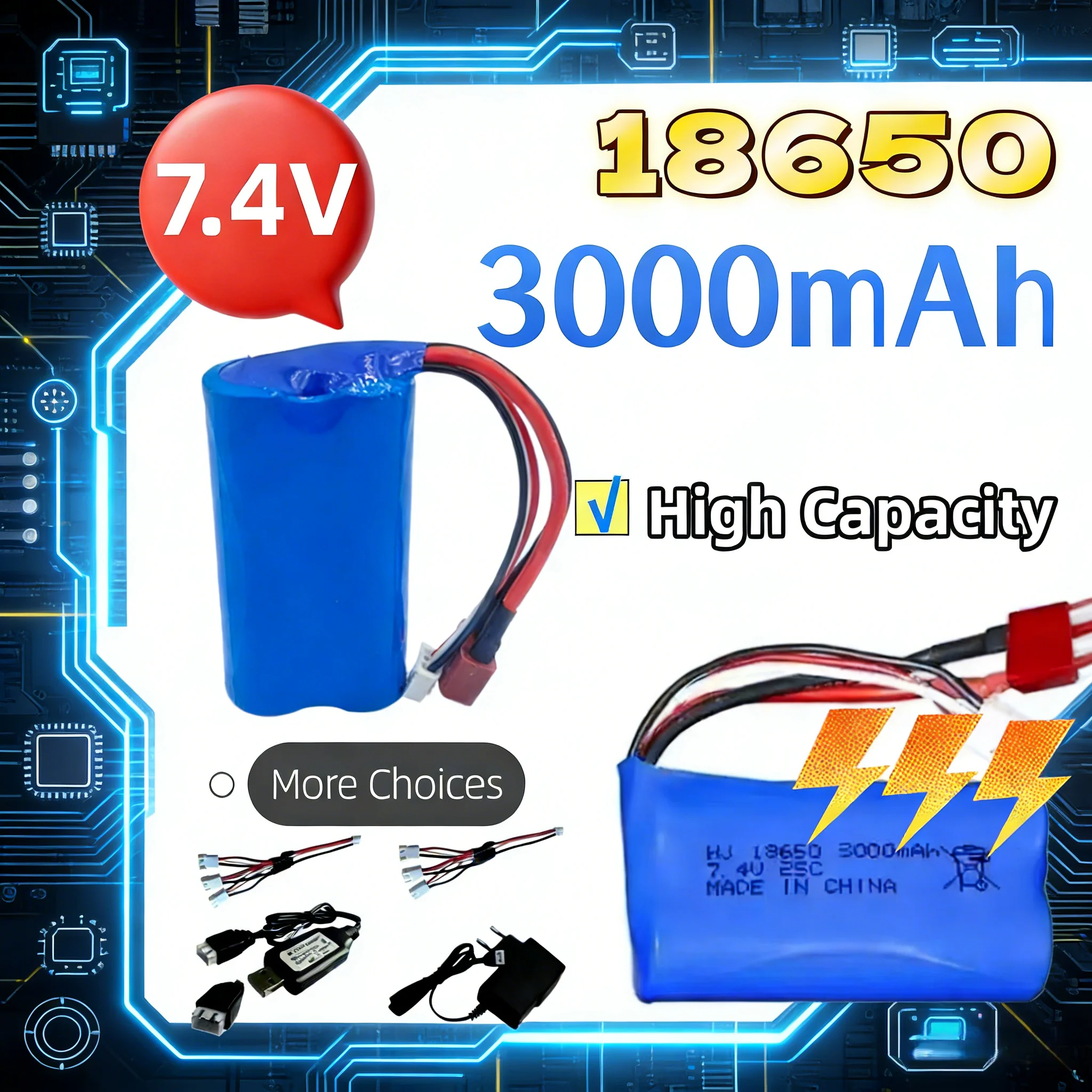 18650 Li-ion Battery 7.4V 3000mAh for W-ltoys 10428 /12428/12423 RC Car Parts 2S 7.4V battery For W-ltoys 144001 124017 124019
18650 Li-ion Battery 7.4V 3000mAh for W-ltoys 10428 /12428/12423 RC Car Parts 2S 7.4V battery For W-ltoys 144001 124017 124019
