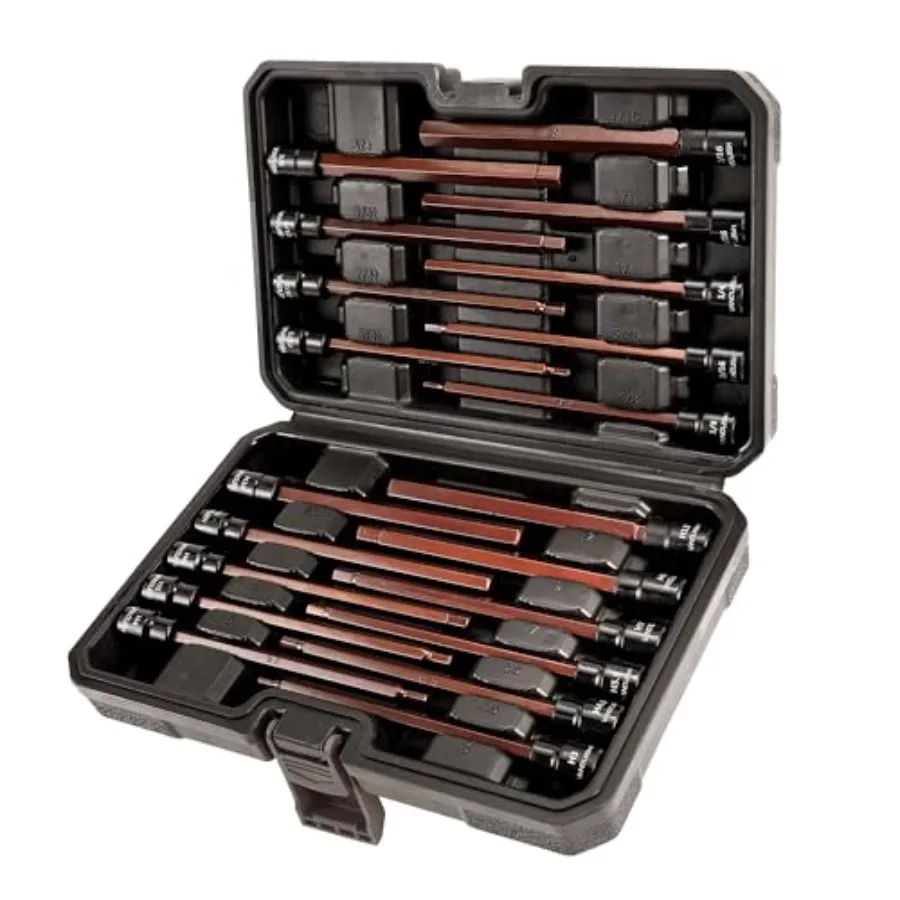 20-Piece Extra Long Hex Bit Socket Set 3/8 Inch Drive Allen Socket Set Metric 3-12mm SAE 1/8-Inch - 7/16-Inch 8998
20-Piece Extra Long Hex Bit Socket Set 3/8 Inch Drive Allen Socket Set Metric 3-12mm SAE 1/8-Inch - 7/16-Inch 8998