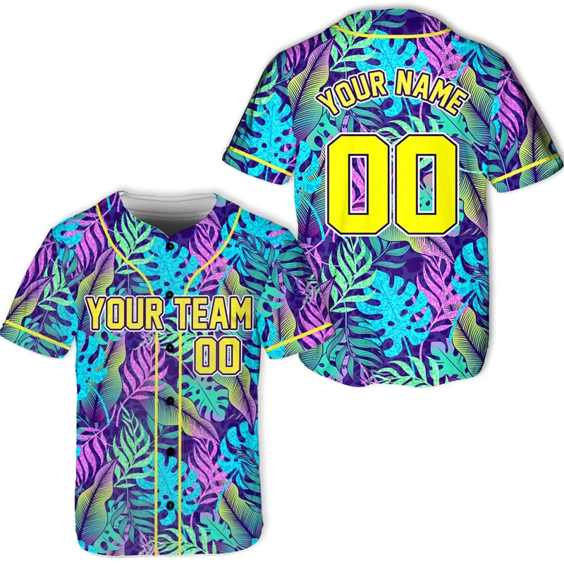 Custom Neon Tropical Leaf Baseball Jersey Personalized Name Number Short Sleeve Shirt For Men Beach Parties And Casual Wear Tops
Custom Neon Tropical Leaf Baseball Jersey Personalized Name Number Short Sleeve Shirt For Men Beach Parties And Casual Wear Tops