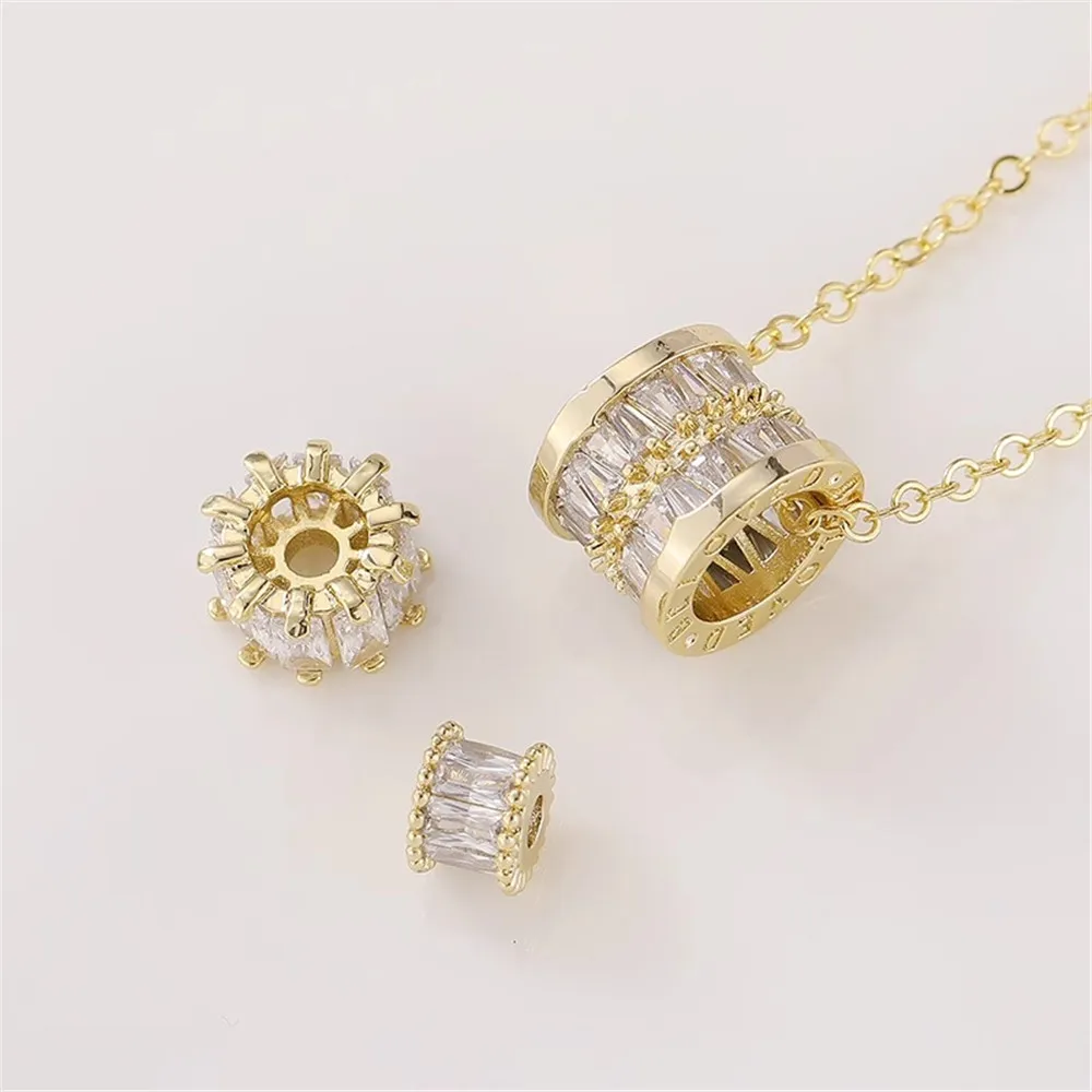 14K Gold Inlaid Zircon Barrel Beads with Beads Handmade Diy Bracelet Necklace Beaded Jewelry Material Accessories L343
14K Gold Inlaid Zircon Barrel Beads with Beads Handmade Diy Bracelet Necklace Beaded Jewelry Material Accessories L343