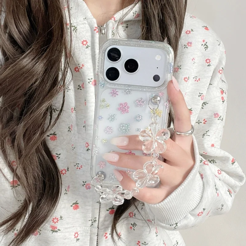 Clear Color Glitter Small Flower Phone Case For Apple iPhone 17 Pro 16 15 Pro Max Cover with Wrist Strap Shockproof Protective C
Clear Color Glitter Small Flower Phone Case For Apple iPhone 17 Pro 16 15 Pro Max Cover with Wrist Strap Shockproof Protective C