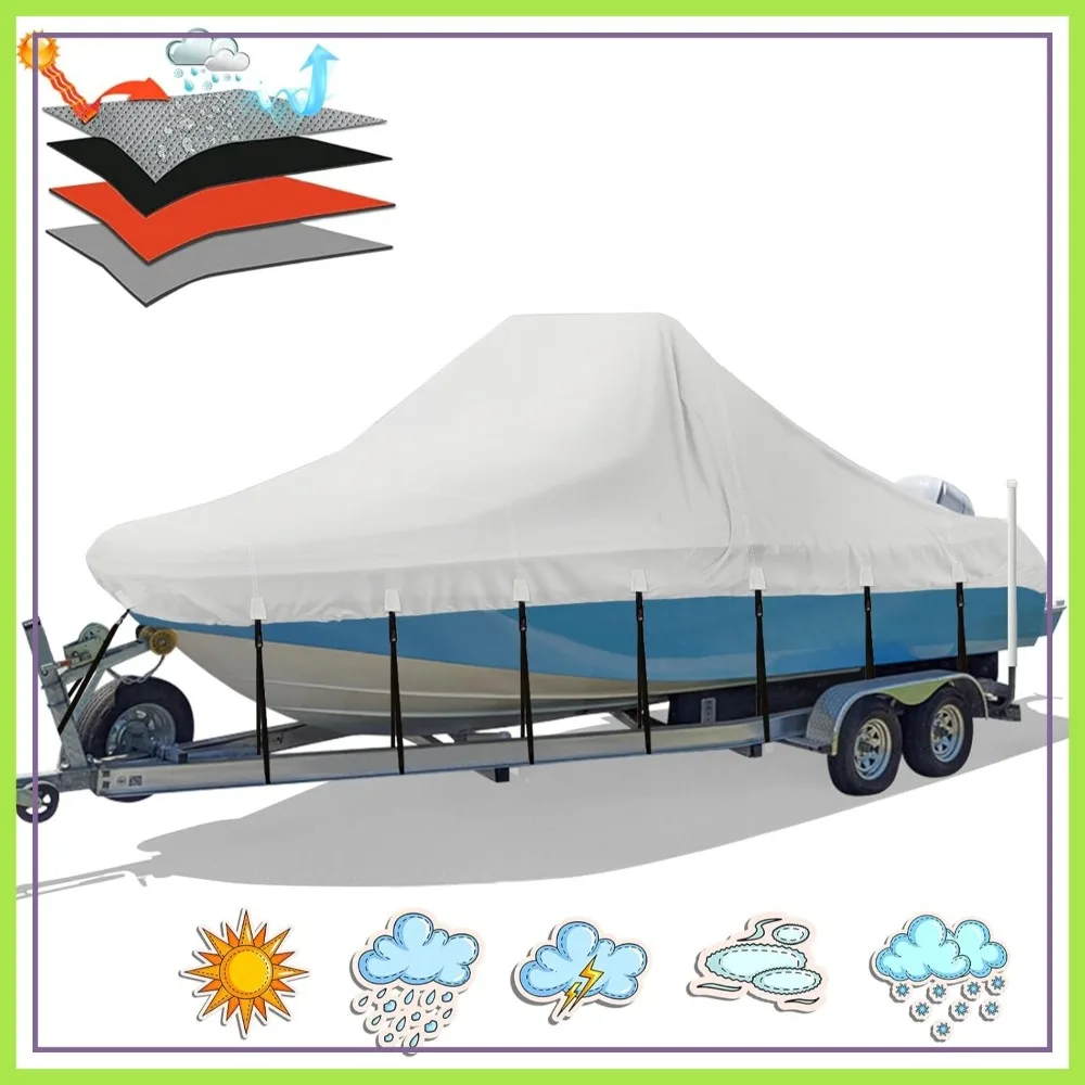 Heavy Duty Waterproof Center Console Boat Cover 17-19 ft, 1300D Marine Grade Oxford Canvas with 18 Tie Down Straps, Gray
Heavy Duty Waterproof Center Console Boat Cover 17-19 ft, 1300D Marine Grade Oxford Canvas with 18 Tie Down Straps, Gray