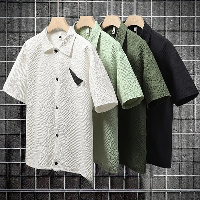 Мужская летняя одежда больших размеров из ледяного шелка: тонкая, свободная, повседневная, с отложным воротником
Мужская летняя одежда больших размеров из ледяного шелка: тонкая, свободная, повседневная, с отложным воротником